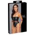 Cottelli Bondage - skinnende bodysuit og håndjern (sort)