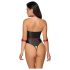 Cottelli Bondage - skinnende bodysuit og håndjern (sort)