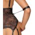 Cottelli Bondage - åben bodysuit med håndjern (sort)