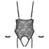 Cottelli Bondage - åben bodysuit med håndjern (sort) - L