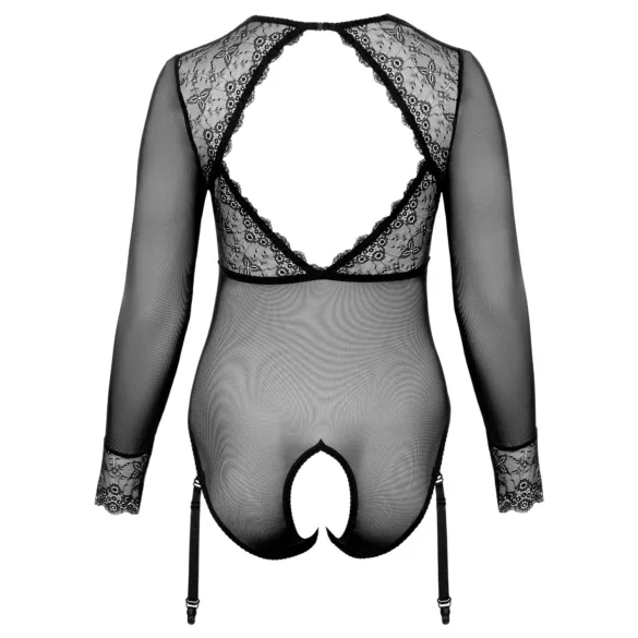 Cottelli Kurver - gennemsigtigt bodystocking (sort)