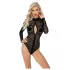 Noir - leopardmønstret langærmet body (sort) - M