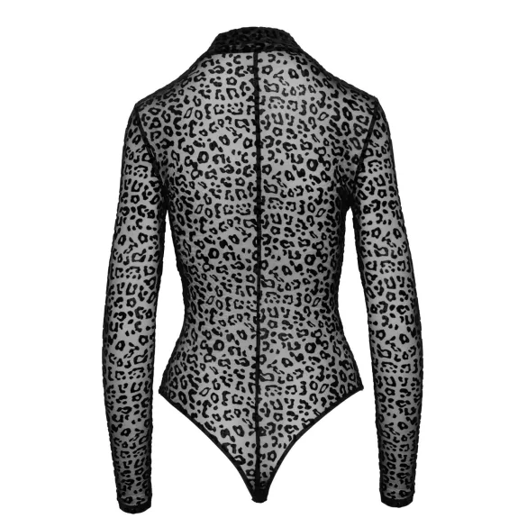 Noir - leopardmønstret langærmet body (sort) - M