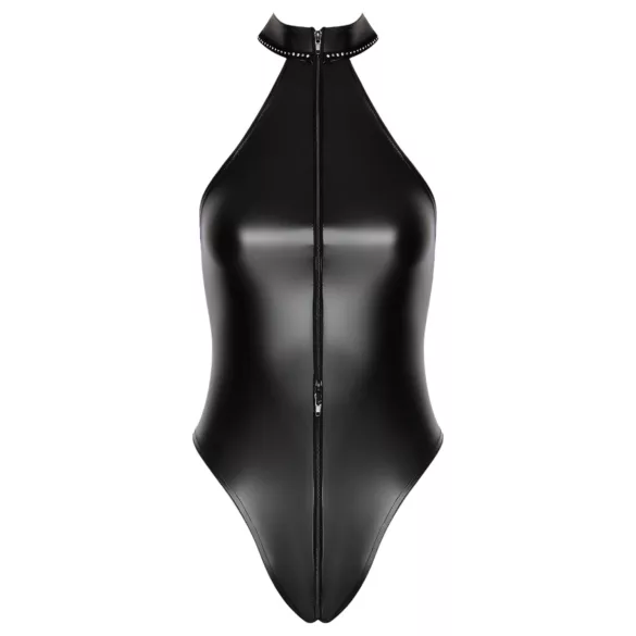 Noir - skinnende halterneck bodysuit (sort)