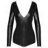 Noir - skinnende langærmet bodystocking (sort) - M