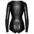 Noir - skinnende langærmet bodystocking (sort) - M