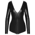 Noir - bodystocking med lange ærmer - blank - sort - L