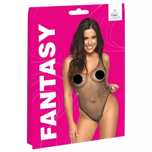 Cottelli - netbody med rhinsten - sort - S-L