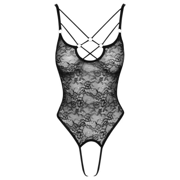 Cottelli - transparent åben blondebody - sort - XL