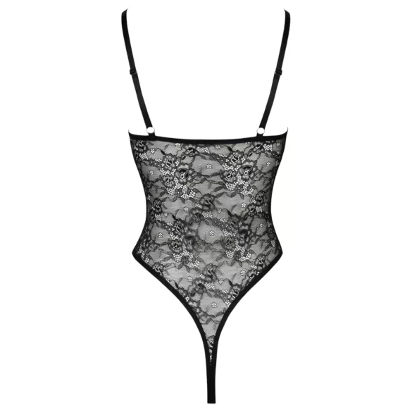 Cottelli - transparent åben blondebody - sort - XL