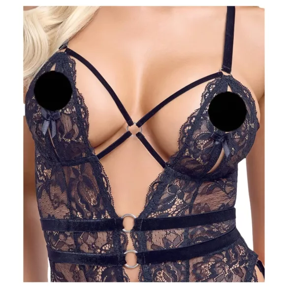 Cottelli - åben seksuel body med stropper - sort - M