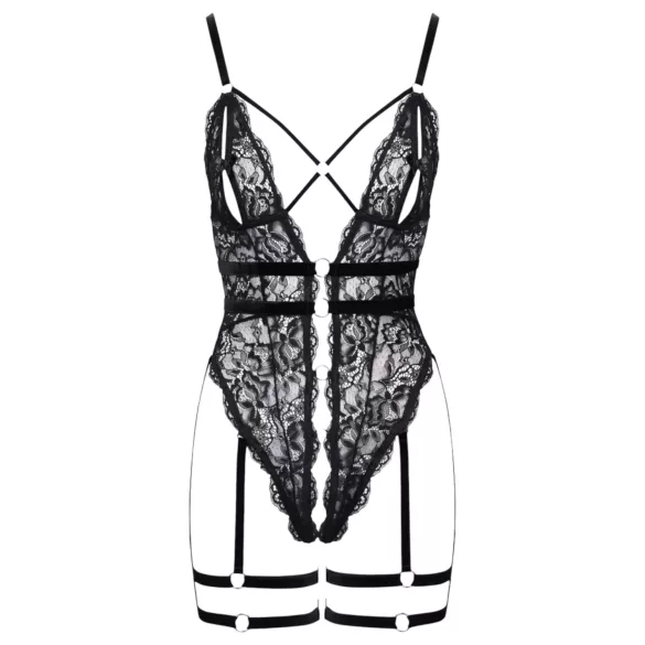 Cottelli - åben seksuel body med stropper - sort - M