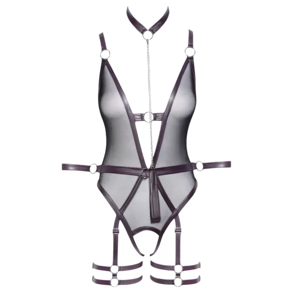 Cottelli Bondage - åben body og håndledsmanchetter (sort)