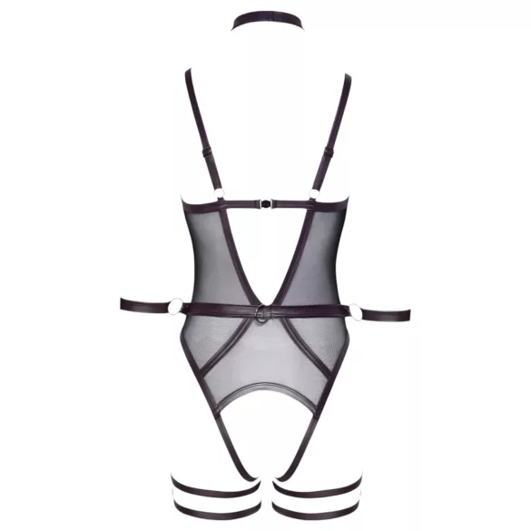 Cottelli Bondage - åben body og håndledsmanchetter (sort)