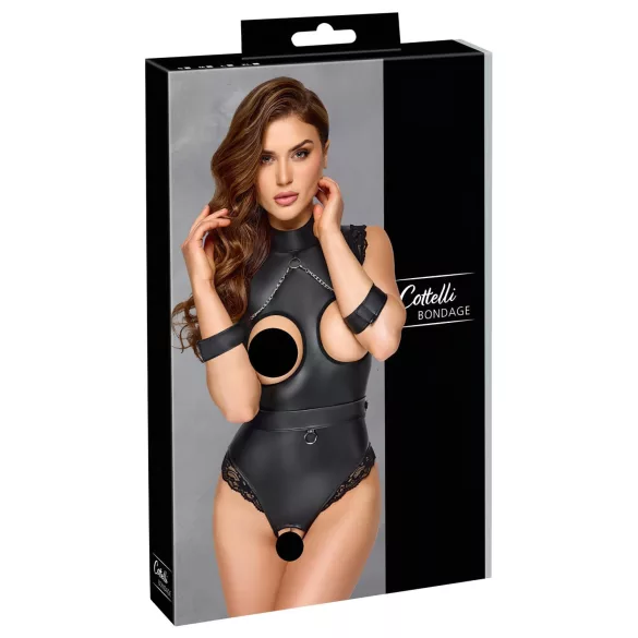 Cottelli Bondage - åben bryst body - sort - M