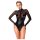 Noir - skinnende bodysuit med gennemsigtige paneler (sort) - L