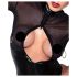 Noir - skinnende bodysuit med gennemsigtige paneler (sort) - XL