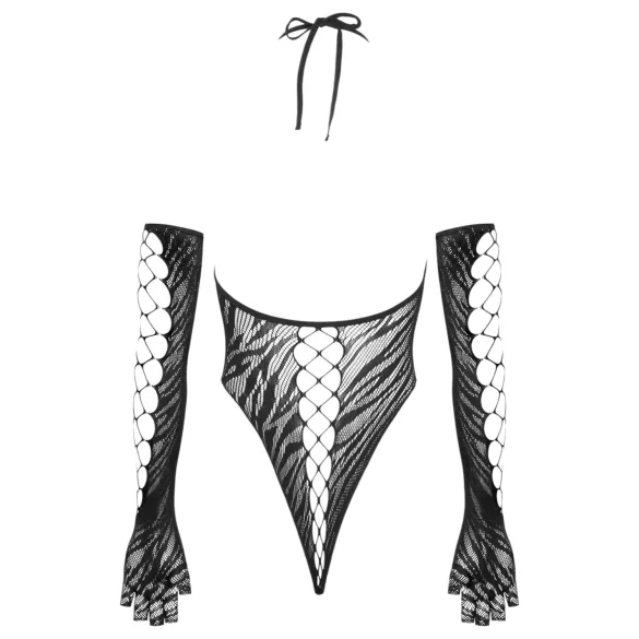 Cottelli - bodystocking med handsker - sort - S-L