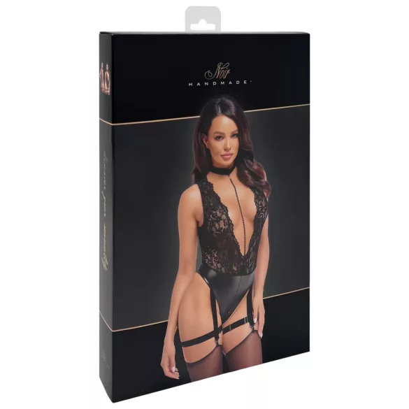 Noir Libido - bodystocking med hofteholder - sort