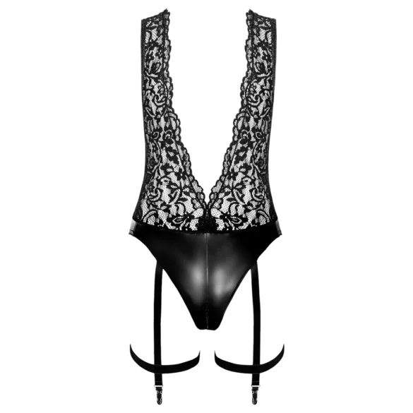 Noir Libido - bodystocking med hofteholder - sort