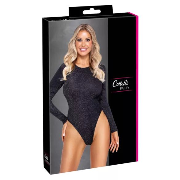 Cottelli - rygåben, glitrende body (sort)