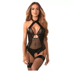   Obsessive Dominna - bodystocking - gennemsigtig, shiny look - sort