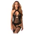 Obsessive Dominna - bodystocking - gennemsigtig, shiny look - sort