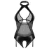 Obsessive Dominna - bodystocking - gennemsigtig, shiny look - sort