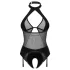 Obsessive Dominna - bodystocking - gennemsigtig, shiny look - sort