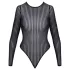 Cottelli - stribet bodystocking med sølvtråd (sort) - S-L