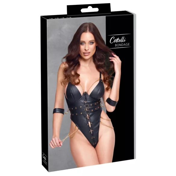 Cottelli - bondage-body med kæder (sort)