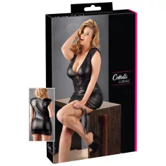 Cottelli Plus Size - kjole med blonder - sort - skinnende