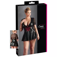 Cottelli Plus Size - skinnende kjole - rød corsage - sort