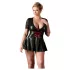Cottelli Plus Size - skinnende kjole - rød corsage - sort
