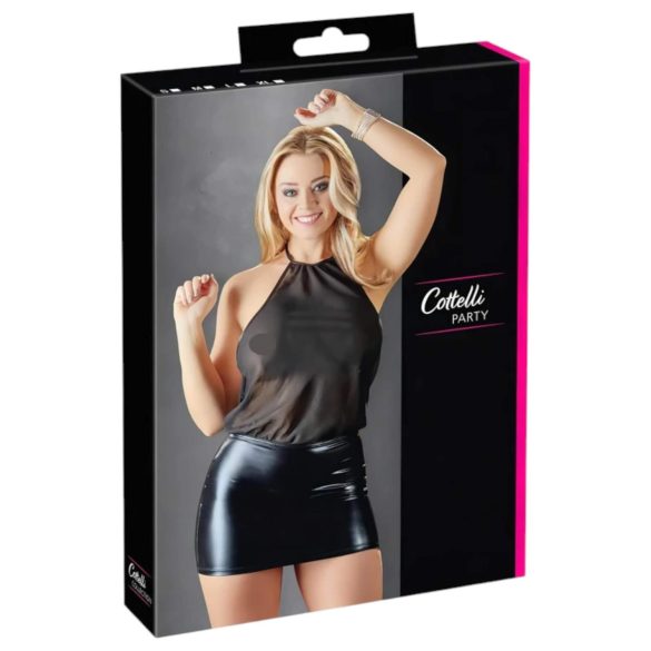 Cottelli - chemise kjole - gennemsigtig chiffon - sort - L