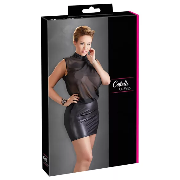 Cottelli Plus Size - chemise - blank chiffon - sort - 2XL