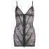 Cottelli - skinnende stribet blondekjole (sort) - M