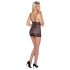 Cottelli - skinnende stribet blondekjole (sort) - XL