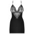 Obsessive 828-CHE-1 - stram kjole med stropper og g-streng (sort) - L/XL