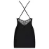 Obsessive - chemise med stropper og rhinsten - inkl. g-streng - sort - L/XL