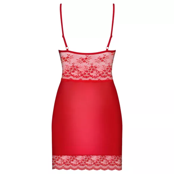 Obsessive - chemise med blonde - rød - inkl. g-streng