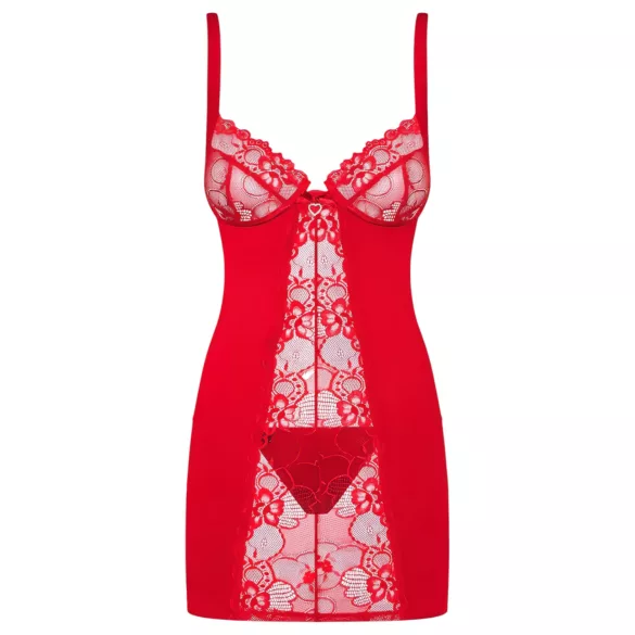 Obsessive - babydoll og g-streng - rød lingeriesæt