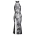 Noir - lang gennemsigtig kjole - blomsterdesign - sort - M