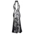 Noir - lang gennemsigtig kjole - blomsterdesign - sort - M