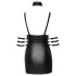 Cottelli Bondage - Skinnende sort minikjole med halterneck - XL