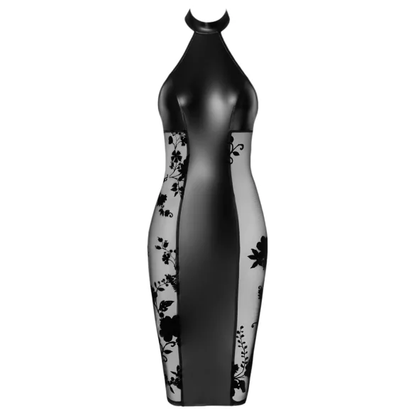 Noir - skinnende halterneck kjole (sort)