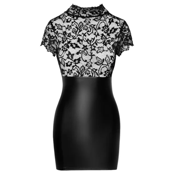 Noir - blondekjole med skinnende look og korset - sort - M