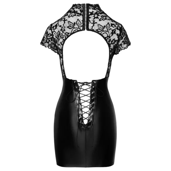 Noir - blondekjole med skinnende look og korset - sort - M