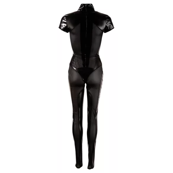 Cottelli - kortærmet catsuit - blank - sort - S