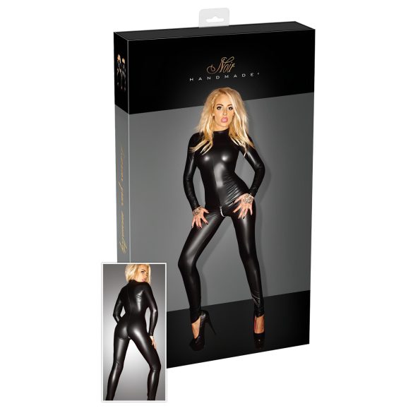 Noir - Skinnende, langærmet jumpsuit (sort) - XL